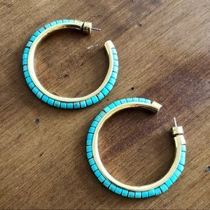 Michael Kors faux Turquoise Open Hoop Earrings